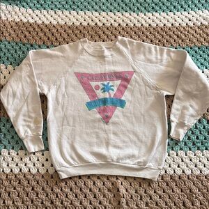 Vintage 90s White Pink California Bullocks Mall Graphic Pullover Sweatshirt Sz L